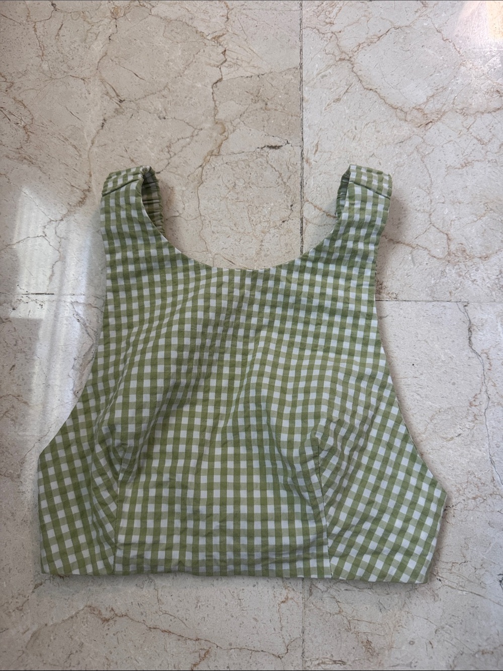 Zara Sleeveless Green Gingham Small Crop Top